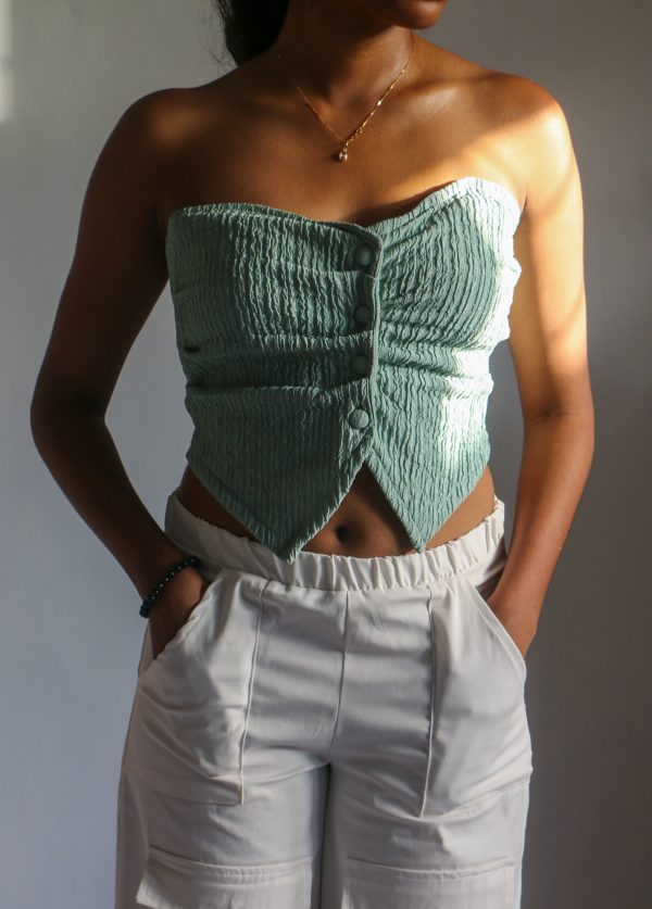 Button up Butterfly Crop Top - Image 2